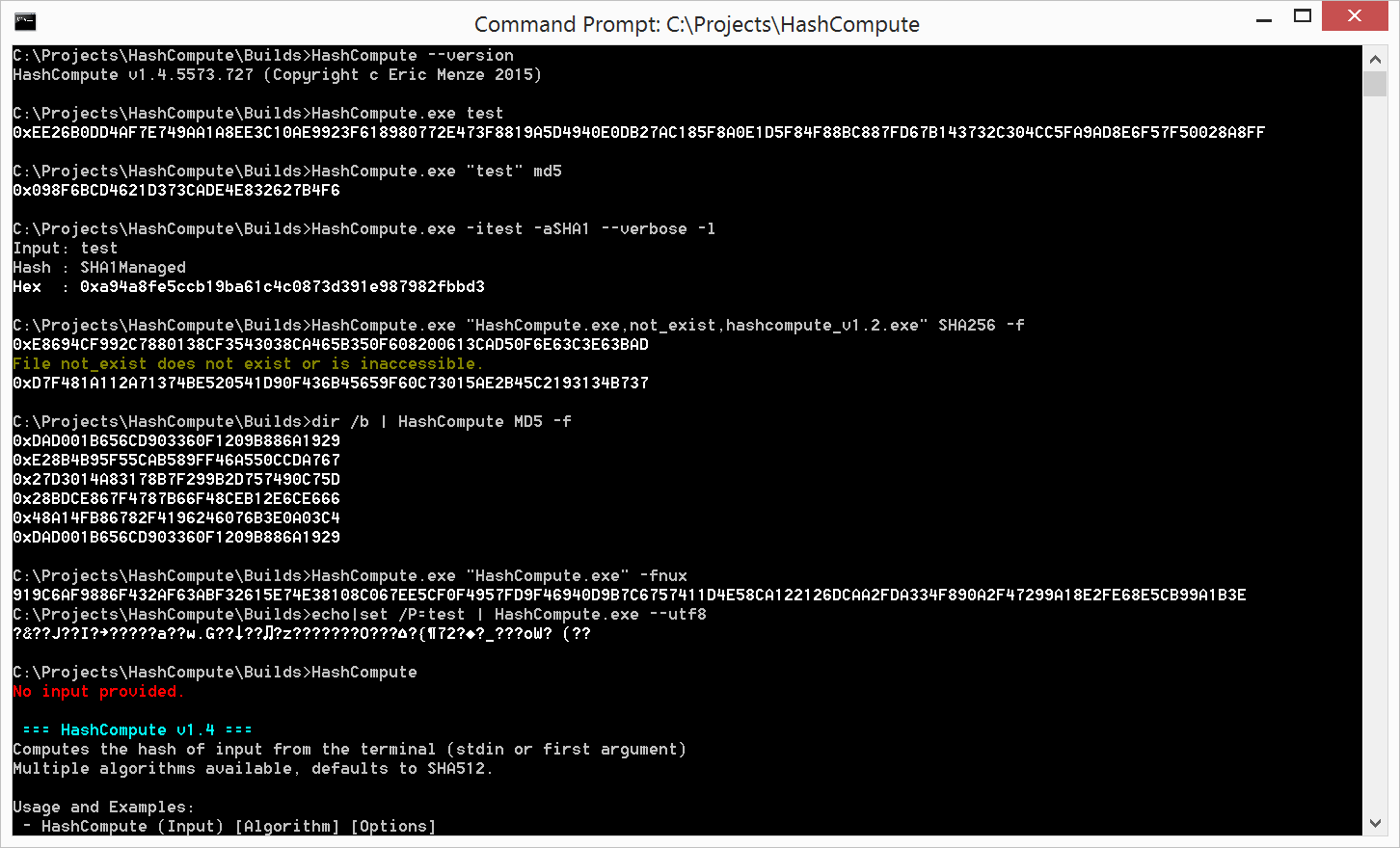 HashCompute command-line usage